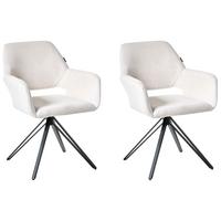 ESSZIMMERSTUHL 2er-Set Cremeweiß Ciney - Schwarz/Weiß, Textil (59/85/61cm) - Beliani