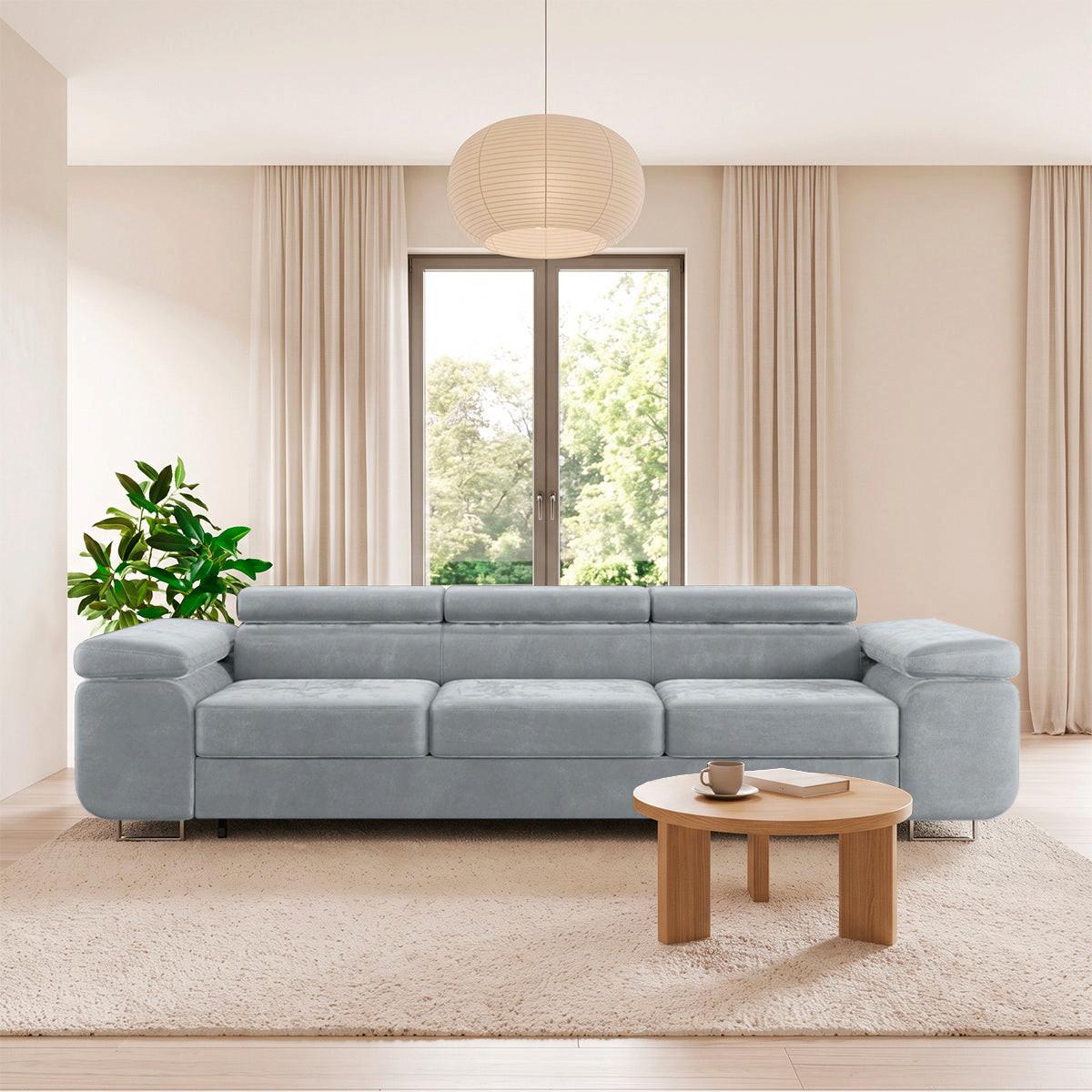 SCHLAFSOFA Lyam 3 Sitzplätze Hellgrau - Hellgrau, Textil (275/69/100cm) - Petits-meubles