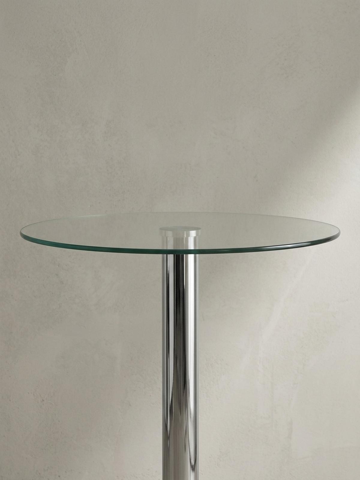STEHTISCH – Ø 60 cm, Sicherheitsglas, Drehfunktion, Trompetenfuß, Chrom - Silberfarben, Glas/Metall (60/60/105cm) - KADIMA DESIGN