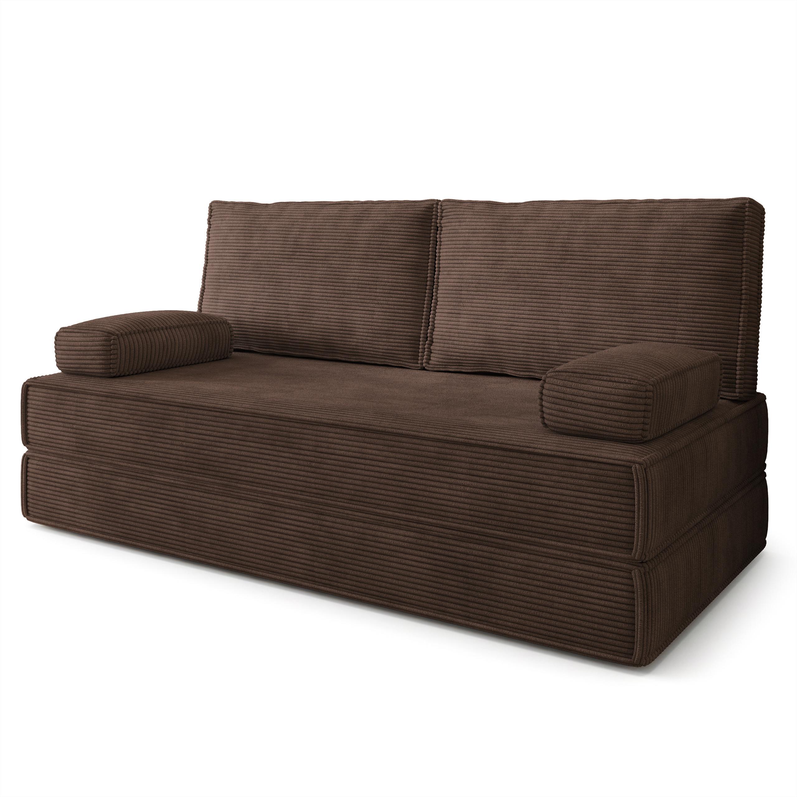 BETTSOFA SILAR aus Schaumstoff Kordstoff Braun Schlaffunktion - Braun, Textil (170/86/80cm) - MASSENO