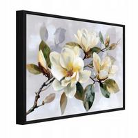 BILDER mit Rahmen Blumen Beton Grau 100x70 cm - Multicolor, Holzwerkstoff (100/70cm) - Wallarena