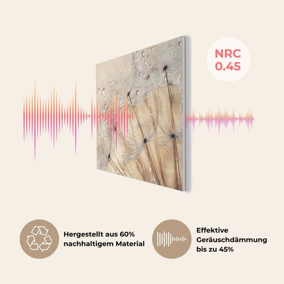 AKUSTIKBILD Löwenzahn - Abstrakt - Natur - Beige Wanddeko 70x50 cm - Braun, Kunststoff (70/50/0.9cm) - MuchoWow
