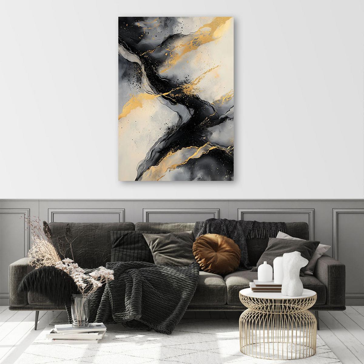 LEINWANDBILD Marmor-Glamour-Abstraktion 70x100cm - Beige, Textil (70/100cm) - Feeby