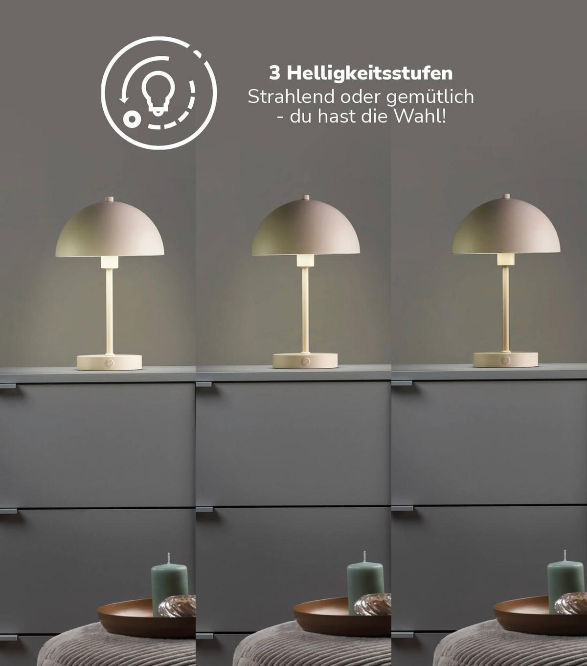 TISCHLAMPE KABELLOS Der Leuchtturm - Beige, Metall (20/20/31.5cm) - Mokebo