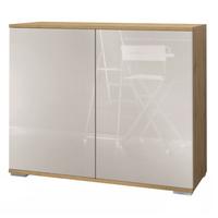KOMMODE Skadu Sandgrau Hochglanz - Sandfarben, Holzwerkstoff (92.5/75.5/35cm) - Vladon