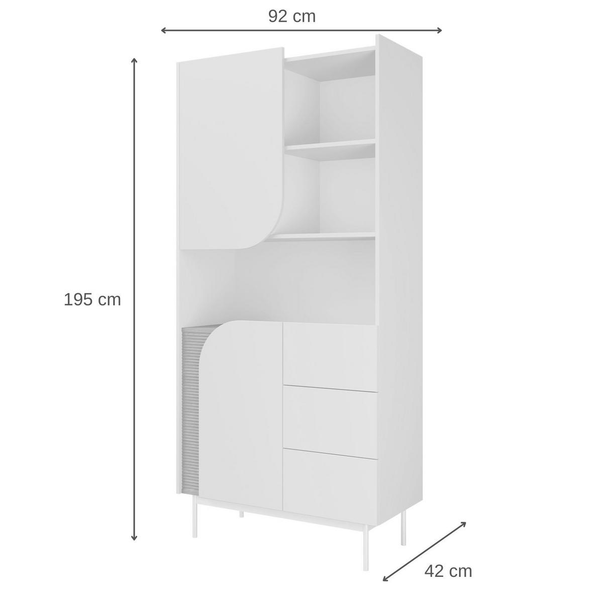 BÜCHERREGAL Camel mit 2 Türen, 3 Schubladen und geriffeltem Detail, 90 cm, Frühlingseiche + Macadamia - Eichefarben/Beige, Holzwerkstoff/Metall (92/195/42cm) - Beautysofa