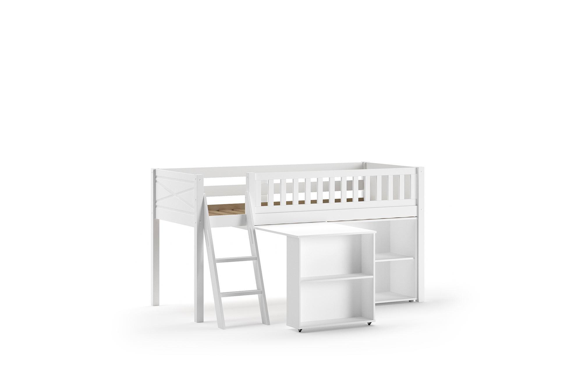 HOCHBETT Karyl 208x114x135 Massivholz Weiß Regal - Weiß, Holz (90/200cm) - 58aufmkessel