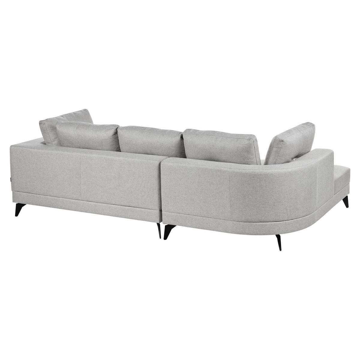 ECKSOFA 3-Sitzer Kunstleinen Grau rechtsseitig Yuri - Grau, Textil (262/151cm) - Beliani