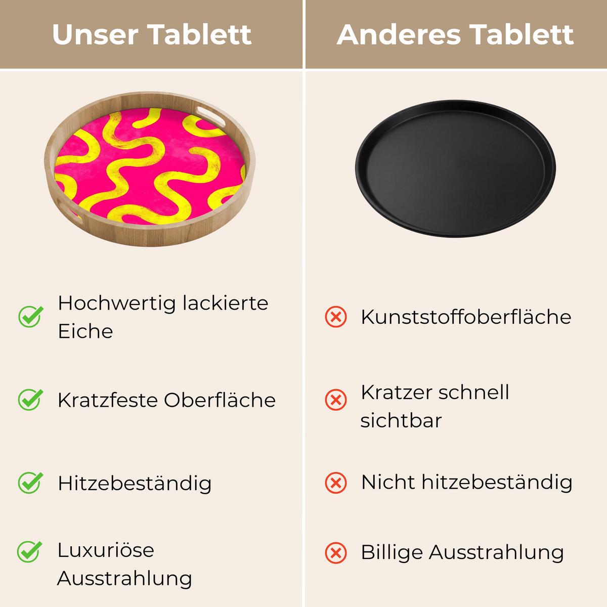 TABLETT Linie - Gelb - Abstrakt 50x50 cm - Pink, Holz (50/5/5cm) - OnlyWow