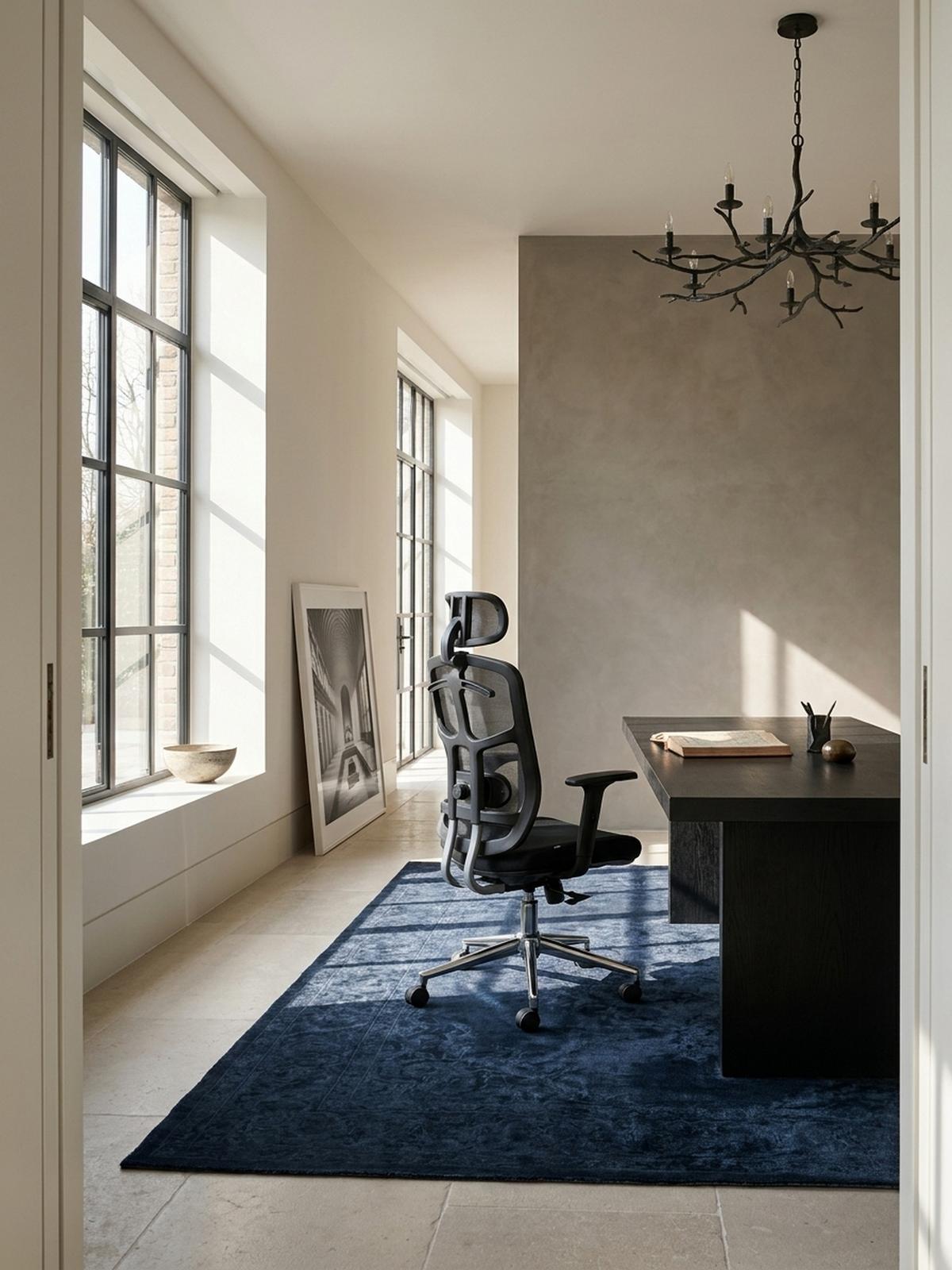 BÜRODREHSTUHL Schwarz Mesh mit Synchronmechanik, 3D-Armlehnen und Aluminiumfuß ALTAI - Silberfarben/Schwarz, Kunststoff/Textil (68/130/68cm) - KADIMA DESIGN