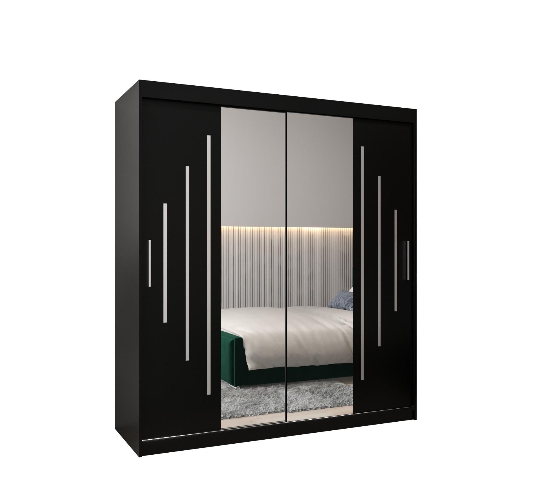 SCHWEBETÜRENSCHRANK 200/180/62 2-türig - Silberfarben/Schwarz, Holz/Kunststoff (180/200/62cm) - Abiks Möbel