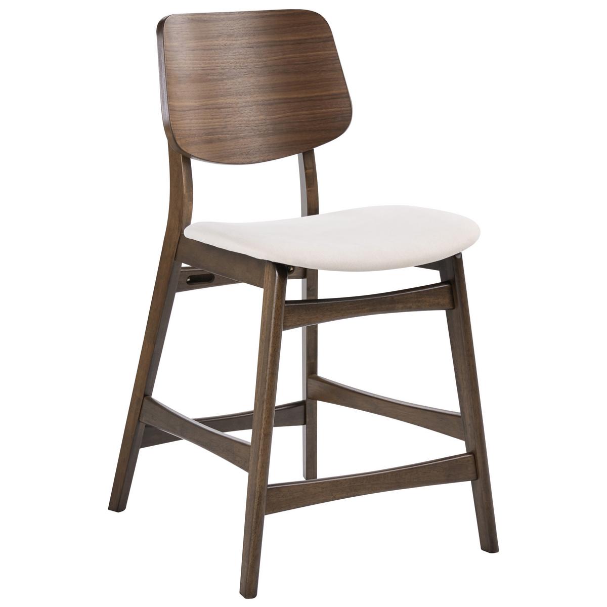 BARSTUHL 2er-Set Holz Cremeweiß/Braun Mayer - Weiß, Holz (54/96/62cm) - Beliani