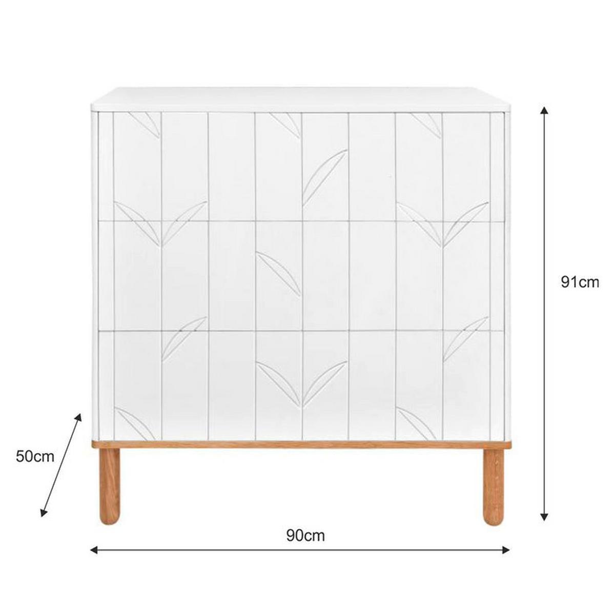 KOMMODE Weiß und Holz - Weiß, Holzwerkstoff (90/91/50cm) - Petits-meubles