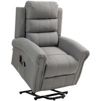 FERNSEHSESSEL mit Aufstehhilfe Relaxsessel mit Liegefunktion, Heizfunktion - Hellgrau/Schwarz, Textil/Metall (87/108/87.5cm) - HOMCOM
