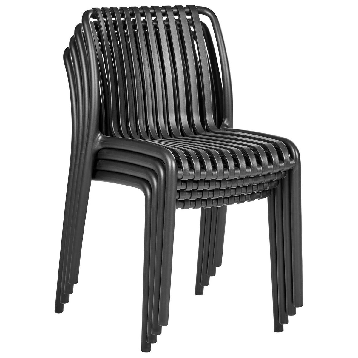 GARTENSTUHL 4er-Set Schwarz Ariccia - Schwarz, Kunststoff (45/78/50cm) - Beliani