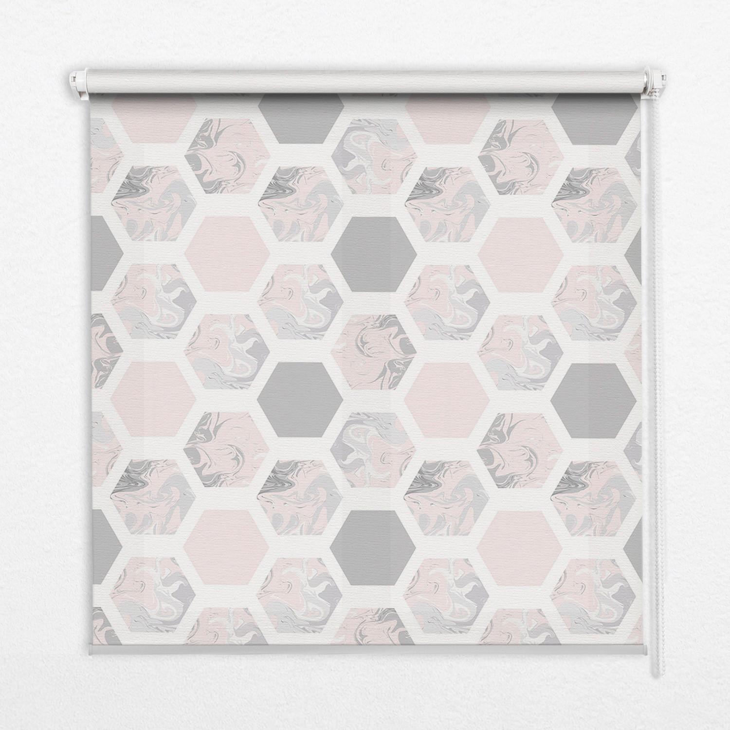 INNENROLLO - Fensterrollo - Rollo - 100x140 cm - Sechsecke - Weiß, Kunststoff (100/140/0.5cm) - TULUP