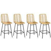 BARHOCKER 4ER-SET aus PE-Rattan Stahl Gelb - Gelb, Metall (52/102/42.5cm) - HOMCOM