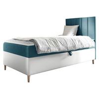 BOXBETT Maja Junior 1, Seite zum Öffnen des Bettkastens: Rechts - H3 - Türkis/Weiß, Holz (100/200cm) - MIRJAN24