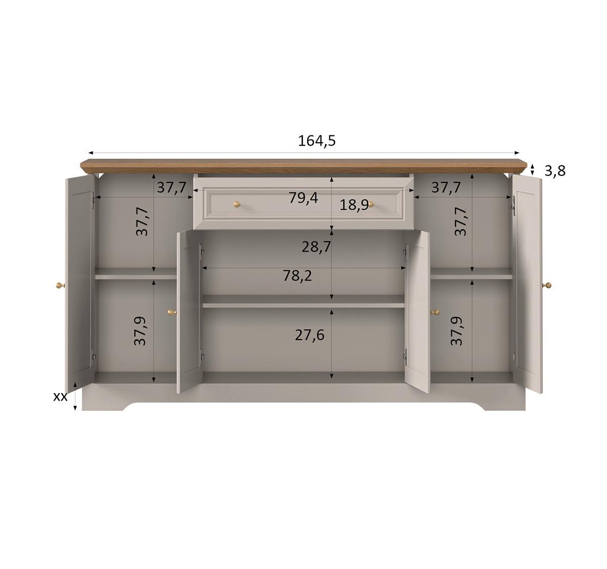 SIDEBOARD Dulci Kaschmir und Holz - Kaschmir, Holzwerkstoff (164.7/91.5/46.2cm) - Petits-meubles
