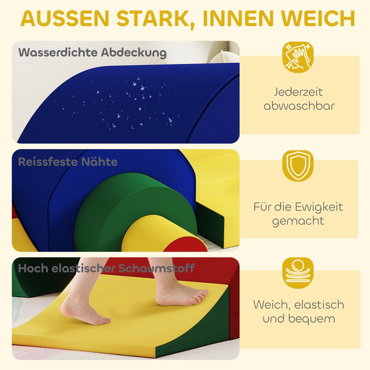 SCHAUMSTOFF Bausteine Kinder 5 tlg. Klettern Softbausteine Riesenbausteine Bunt - Multicolor, Kunststoff (39/181cm) - AIYAPLAY