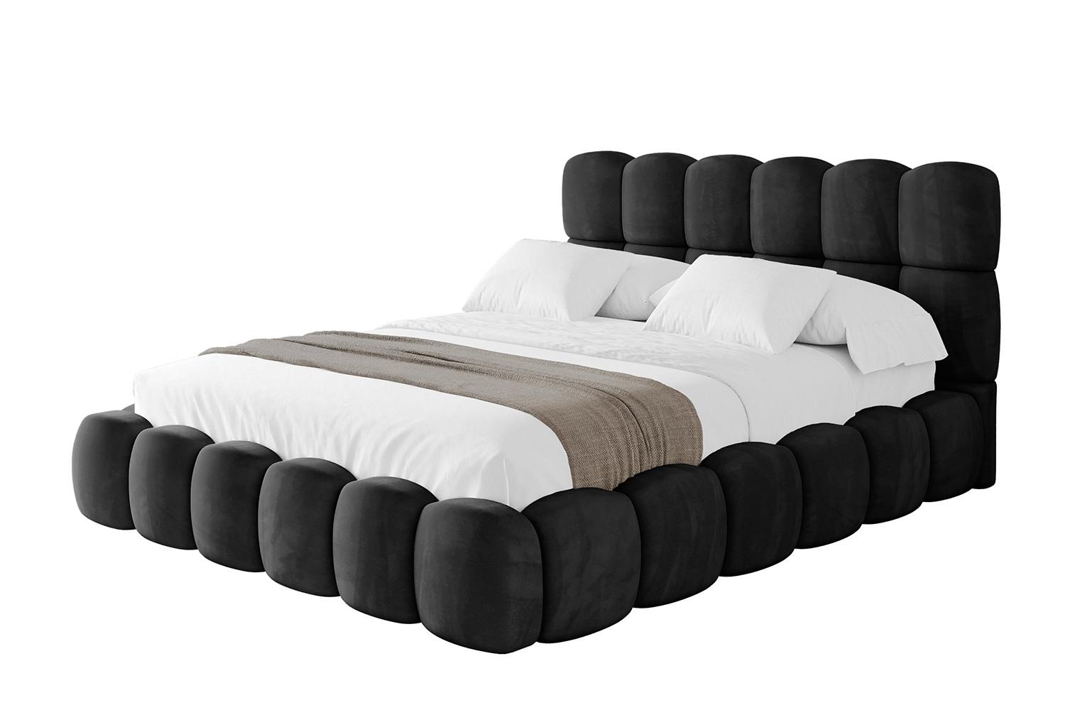 POLSTERBETT mit Bettkasten und Lattenrost, Boxbett ohne Matratze - LEYA 140x200 Schwarz - Schwarz, Holzwerkstoff/Textil (140/200cm) - ALTDECOR