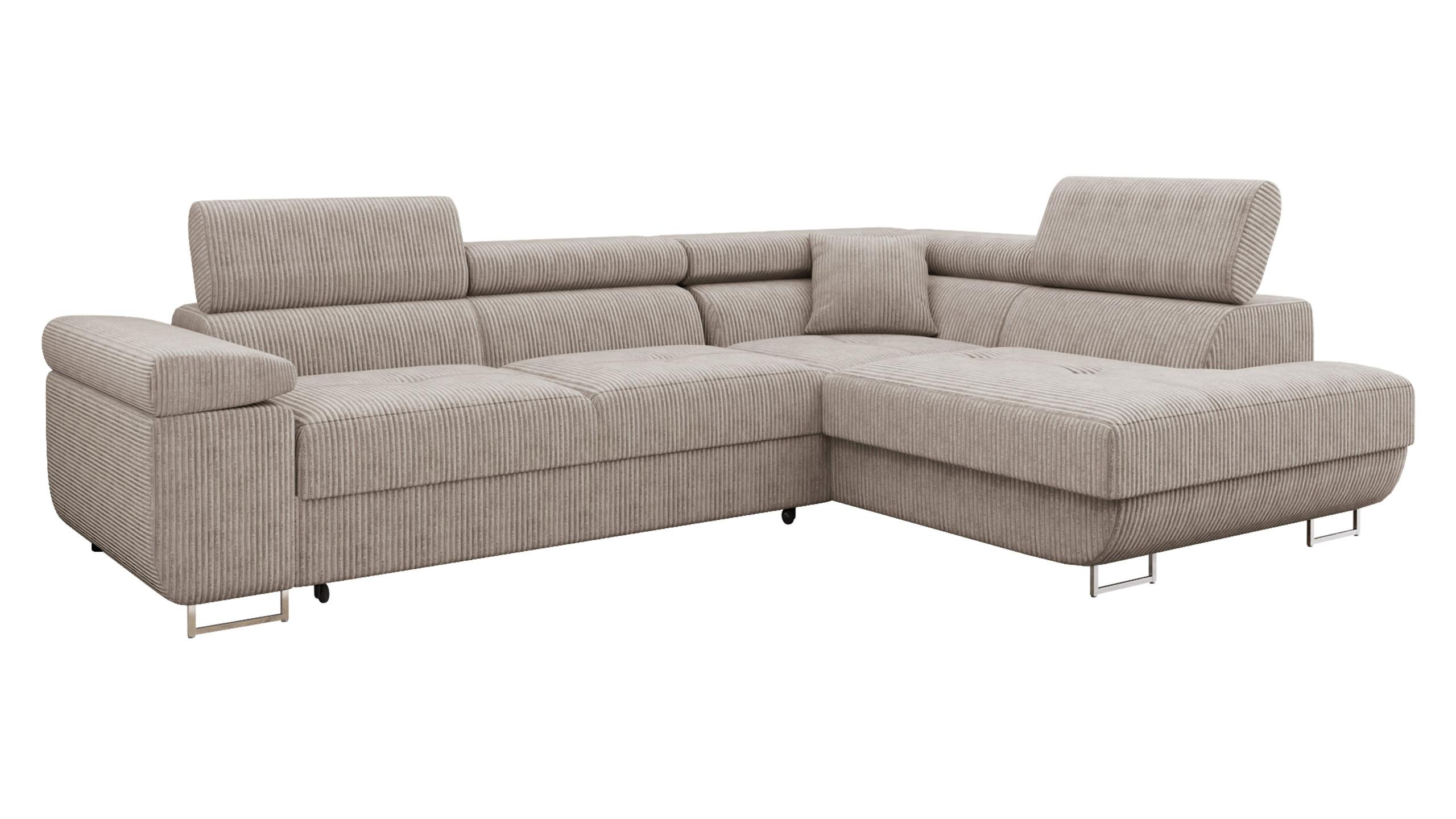 ECKSOFA Torezio Cord, Seite: Rechts - Sahara, Holz/Textil (274/203cm) - MIRJAN24