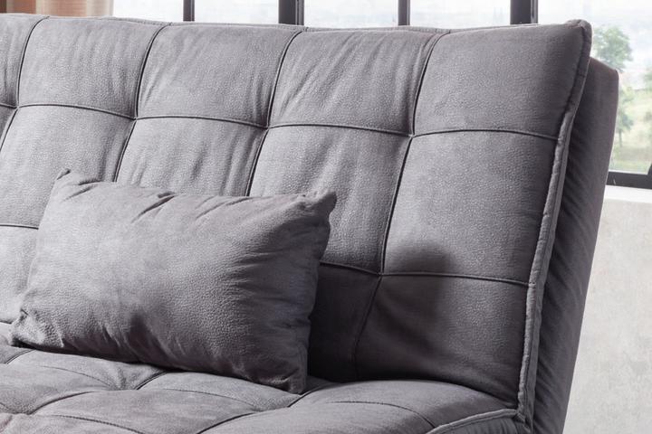 Schlafsofa Grau Webstoffbezug Gurtfederung, Schaumstoff, Wellenunterfederung, Baumwollfüllung inkl. Kissen