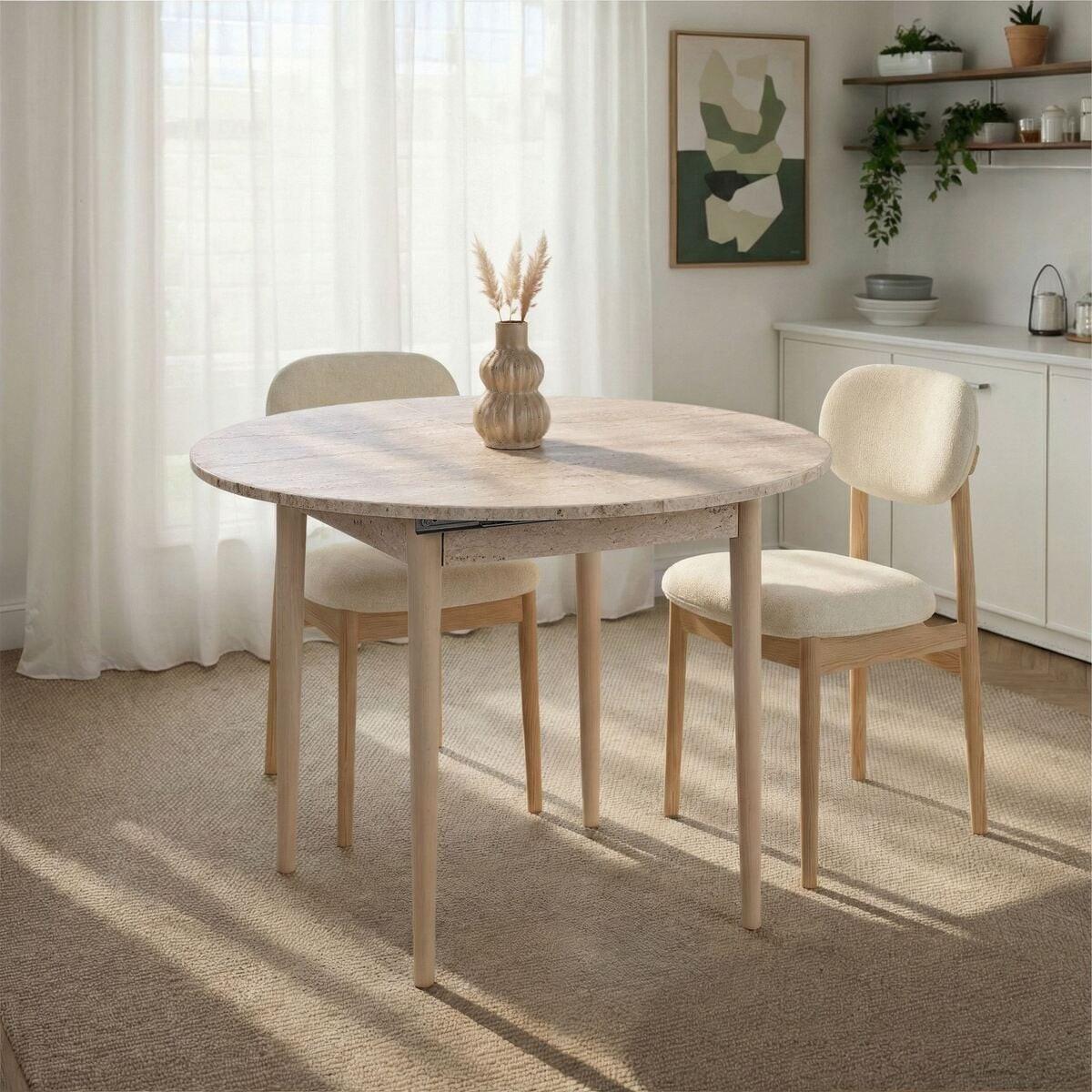 ESSTISCH ausziehbarer von 100 bis 131 cm mit runder Tischplatte 100/100/75 cm - Eiche Artisan, Holzwerkstoff (111/100/75cm) - Calicosy