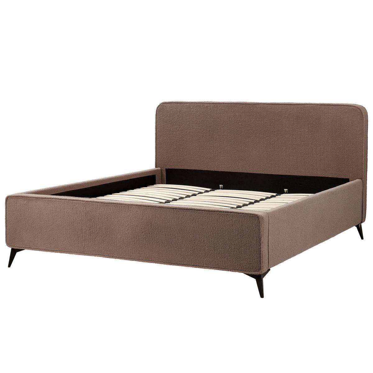 BETT mit Lattenrost 180/200 cm Bouclé Braun Valognes - Braun, Textil (180/200cm) - Beliani