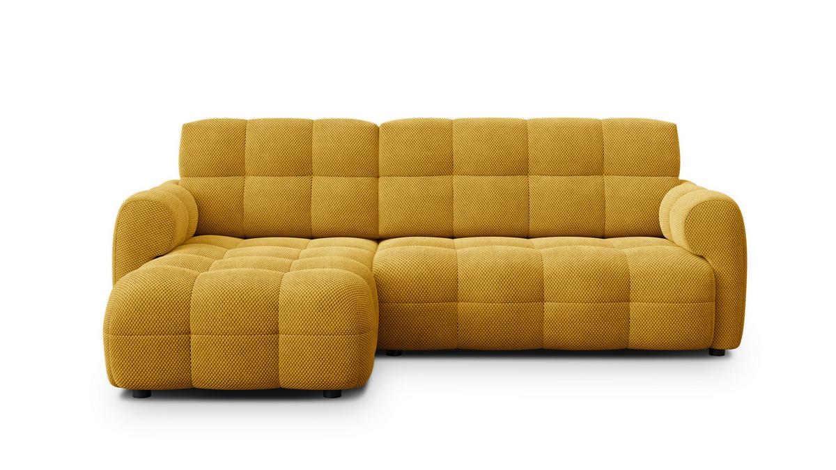 ECKSOFA MELLOW 3-Sitzer, safran - Gelb/Schwarz, Holz/Textil (232/156cm) - Wozimo