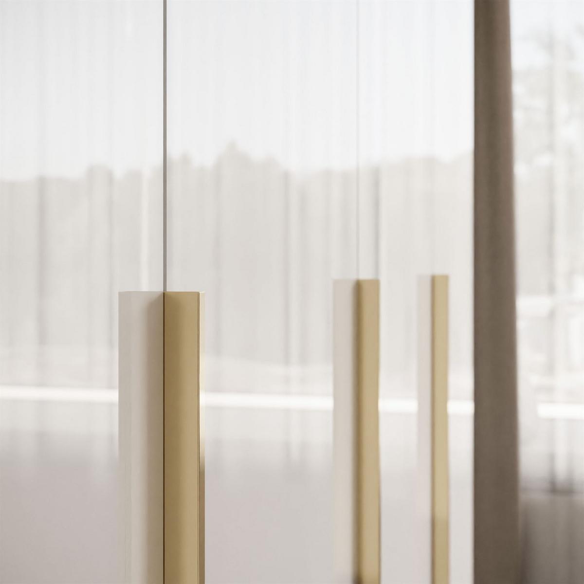 KLEIDERSCHRANK AURORA 4D mit goldenen Griffen - Weiß Hochglanz/Goldfarben, Holzwerkstoff (200/213/57cm) - Lookway