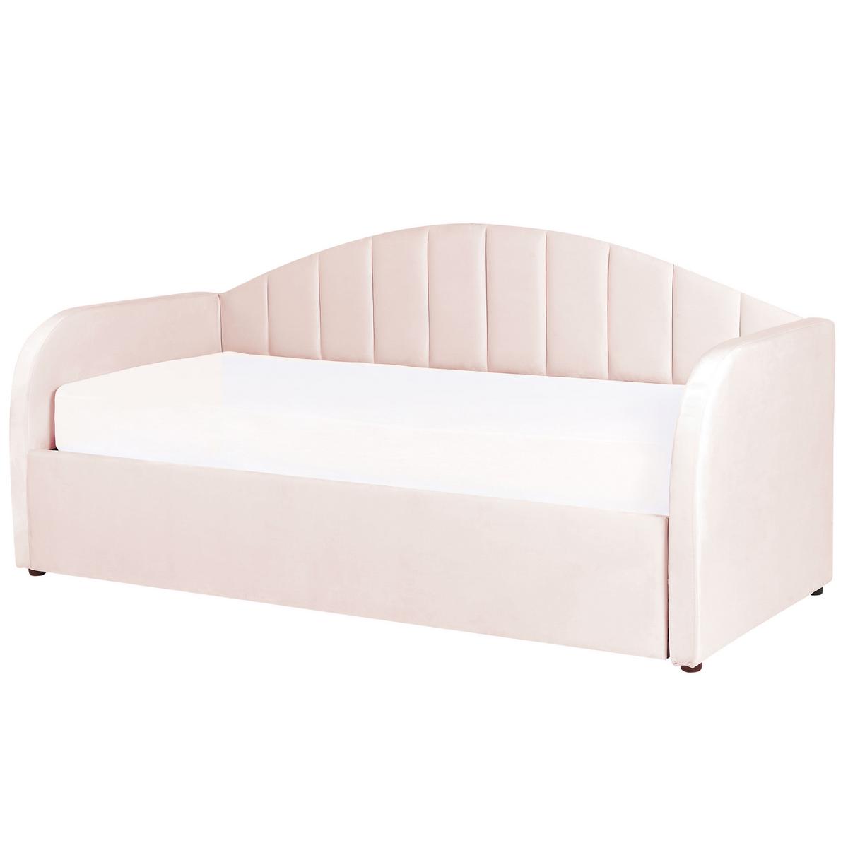 TAGESBETT 90/200cm Pastellrosa Eyburie - Pink, Textil (90/200cm) - Beliani