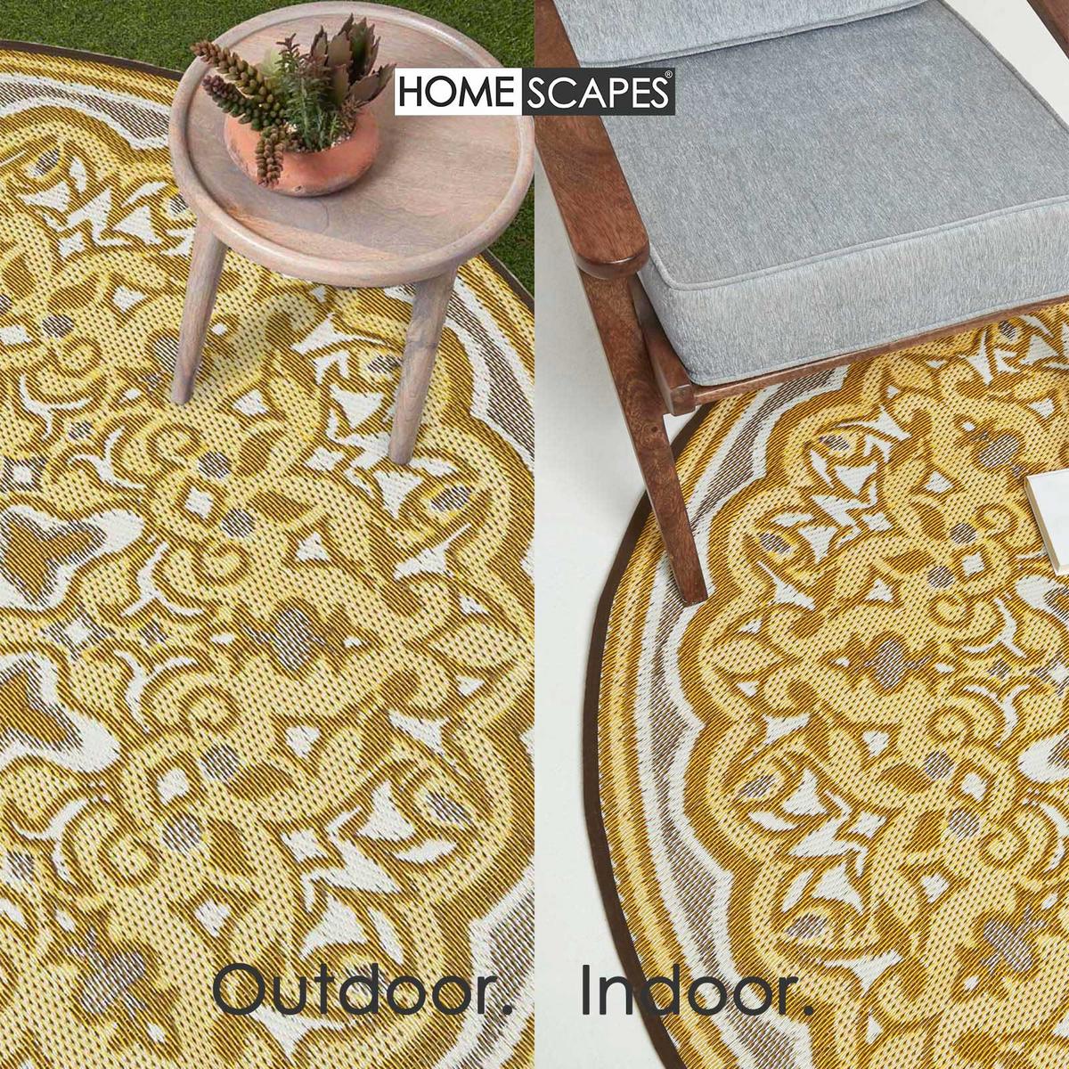 OUTDOORTEPPICH Rae, orientalisch gemustert rund 180 cm - Gelb, Kunststoff (180/180cm) - Homescapes