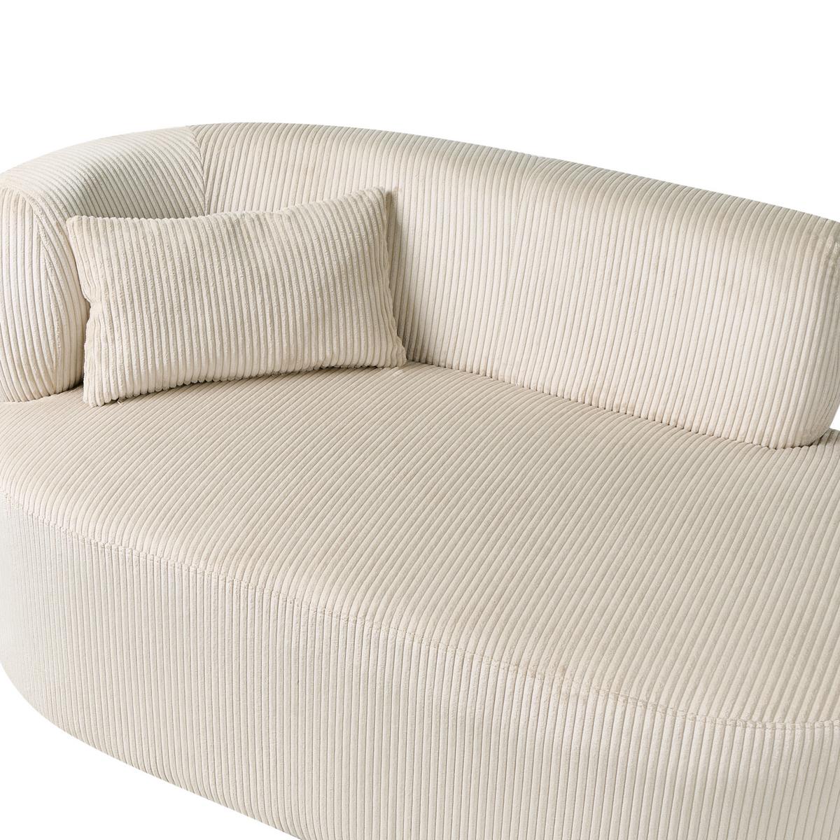 CHAISELONGUE-LINKSSEITIGE Cord Hellbeige Vanvey - Beige/Schwarz, Textil (147/73/78cm) - Beliani