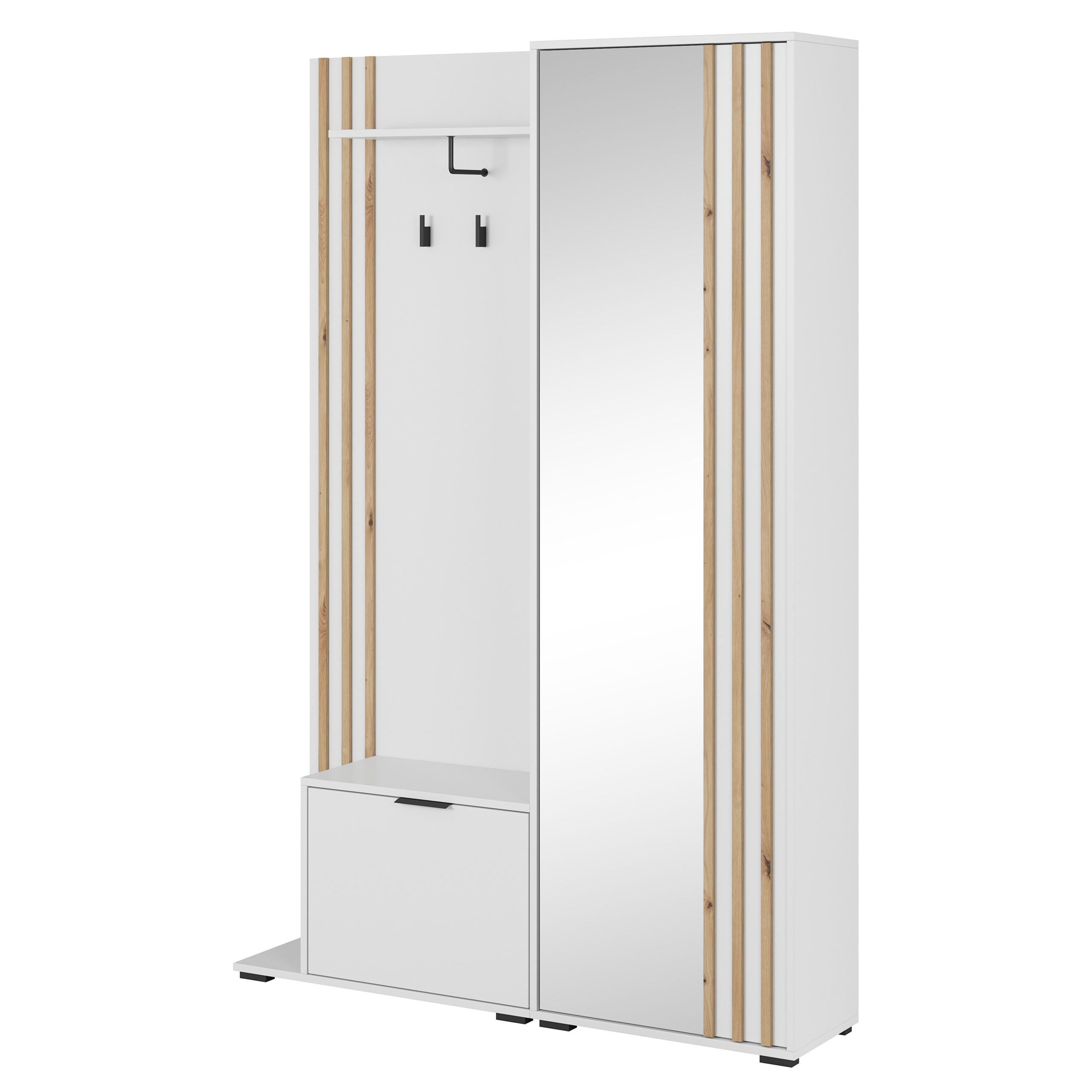 GARDEROBENSCHRANK NELIANA 131/192/40 cm Modern Garderobe-Set Weiß - Weiß, Holzwerkstoff (131/192/40cm) - MASSENO