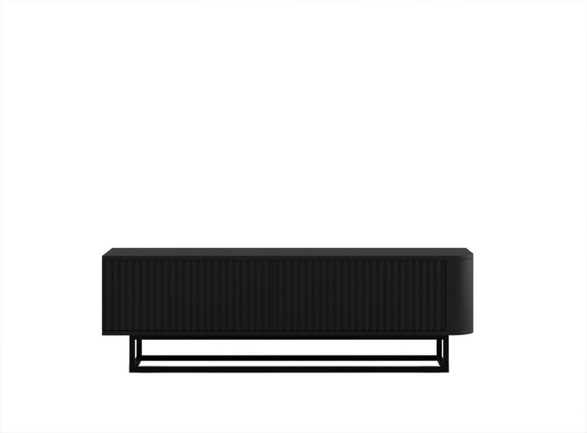 TV-LOWBOARD Aurora Schwarz matt 140 cm mit schwarzem Metallrahmen - Goldfarben/Schwarz, Holzwerkstoff/Metall (140/44/35cm) - Meble Lindner