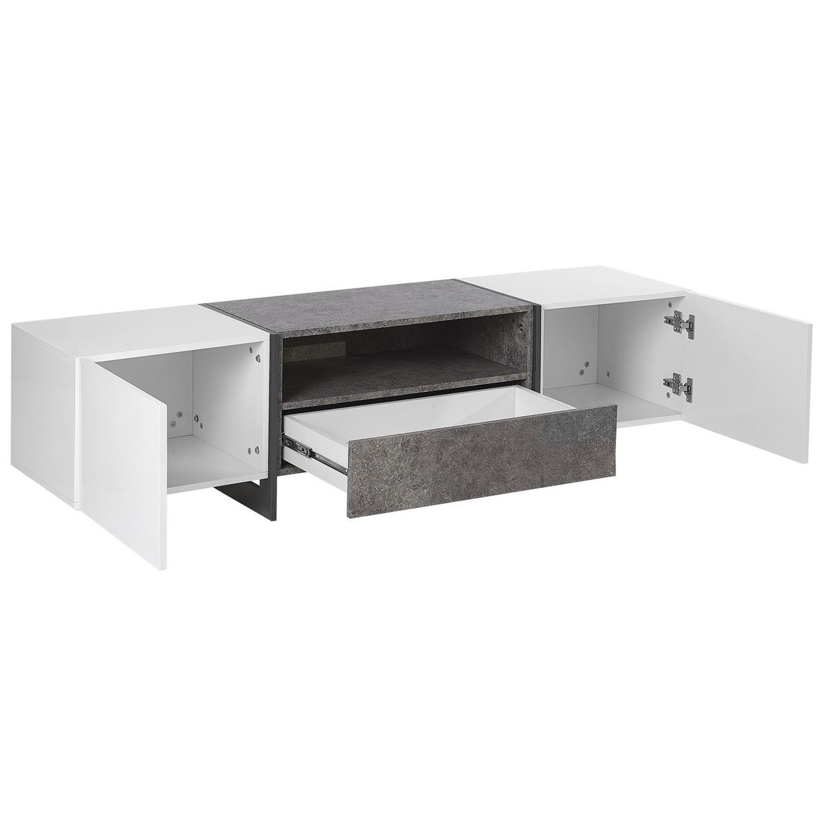 TV-MÖBEL Grau/Weiß/Schwarz Russel - Schwarz/Weiß, Holzwerkstoff (162/43/39cm) - Beliani