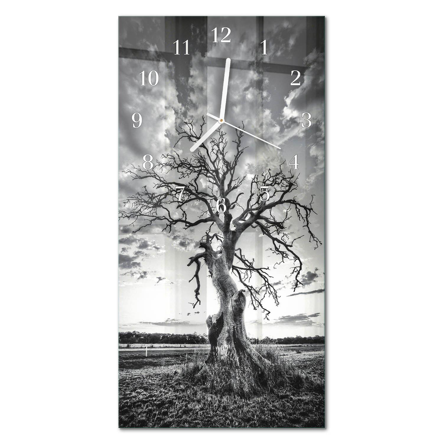 WANDUHR aus Glas 30x60 cm - Baum - Grau, Glas (30/60/0.4cm) - TULUP