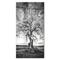 WANDUHR aus Glas 30x60 cm - Baum - Grau, Glas (30/60/0.4cm) - TULUP