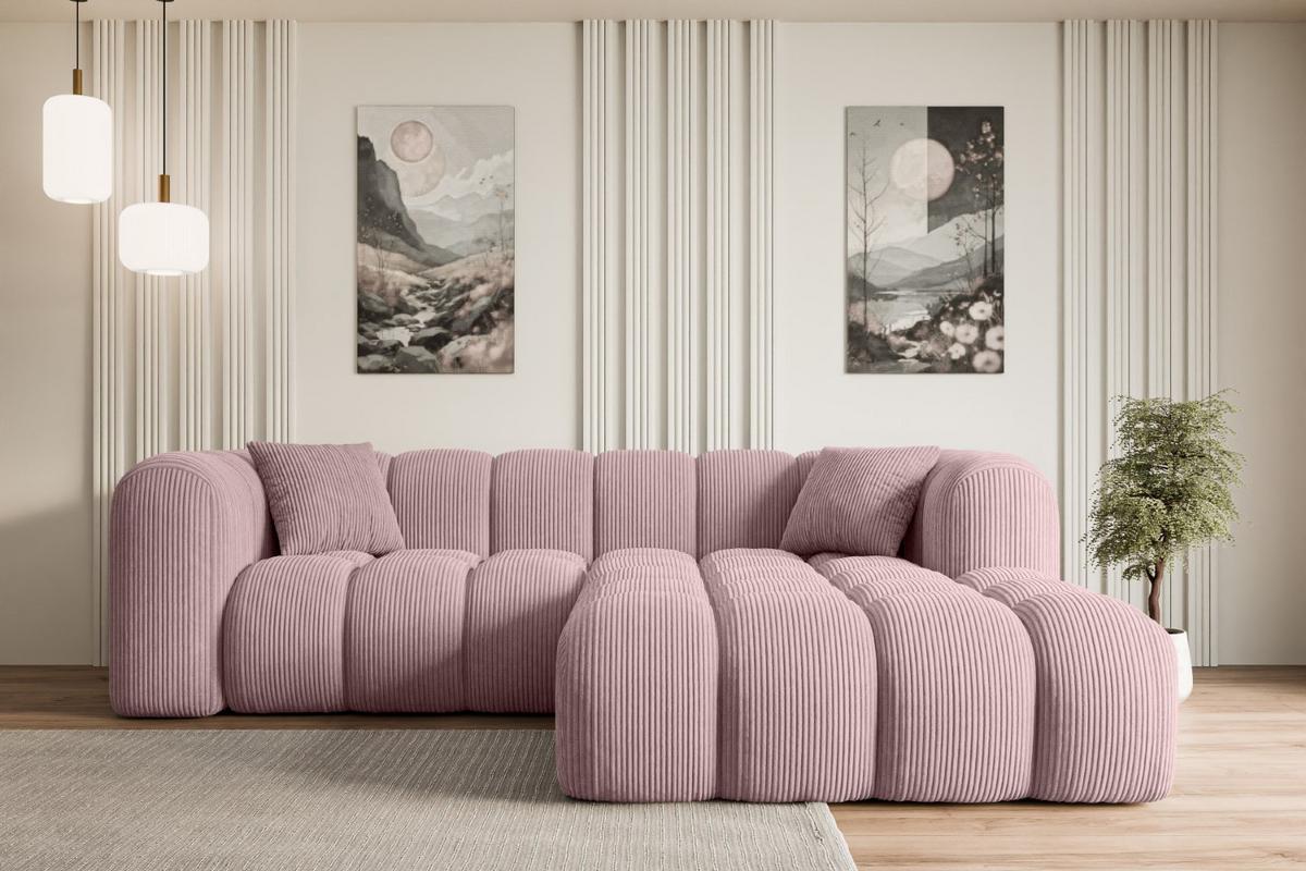 ECKSOFA Ottomane Rechts OLEA-L1 - 231x173x74 cm Rosa - Schwarz/Rosa, Holzwerkstoff/Kunststoff (231/173cm) - ALTDECOR