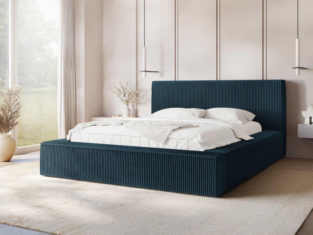 POLSTERBETT Glexi - Dunkelblau, Holz/Textil (180/200cm) - MIRJAN24