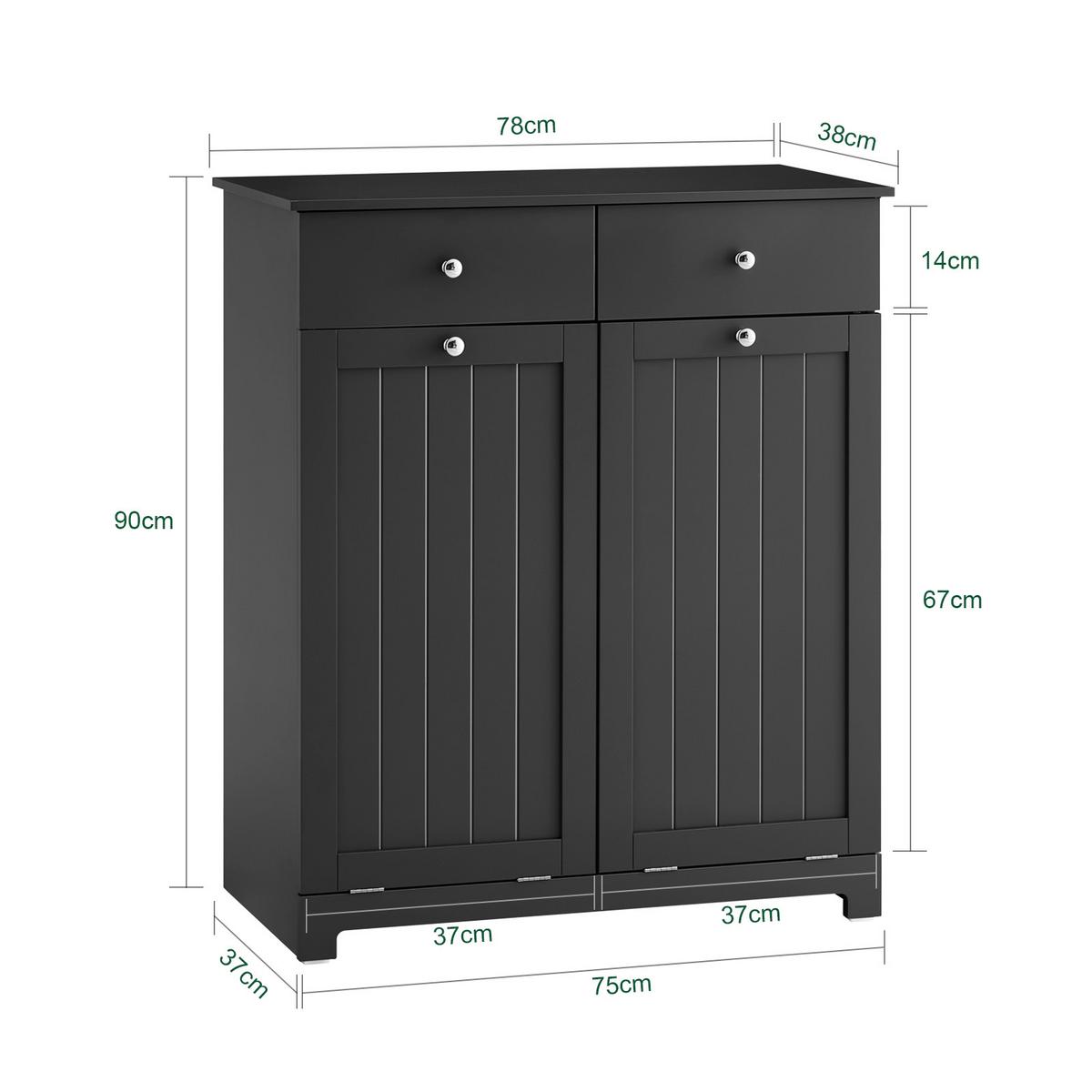WÄSCHESCHRANK Schwarz - Schwarz, Holzwerkstoff (78/91/38cm) - SoBuy