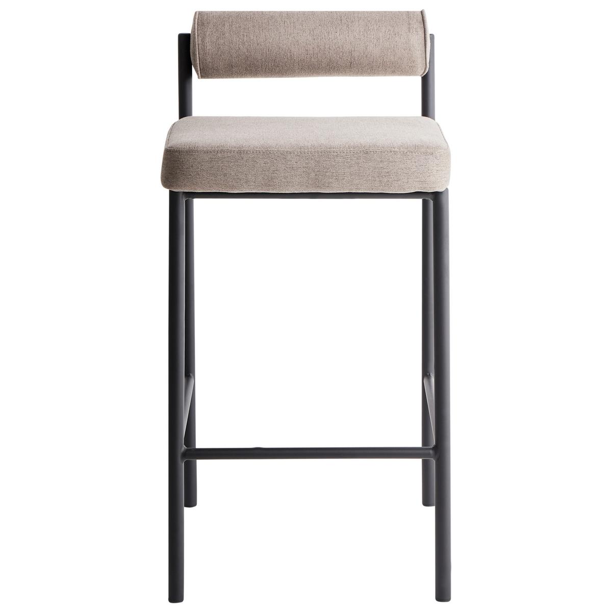 BARSTÜHLEN 2er-Set Beige Amaya - Taupe/Schwarz, Textil (42/82/42cm) - Beliani