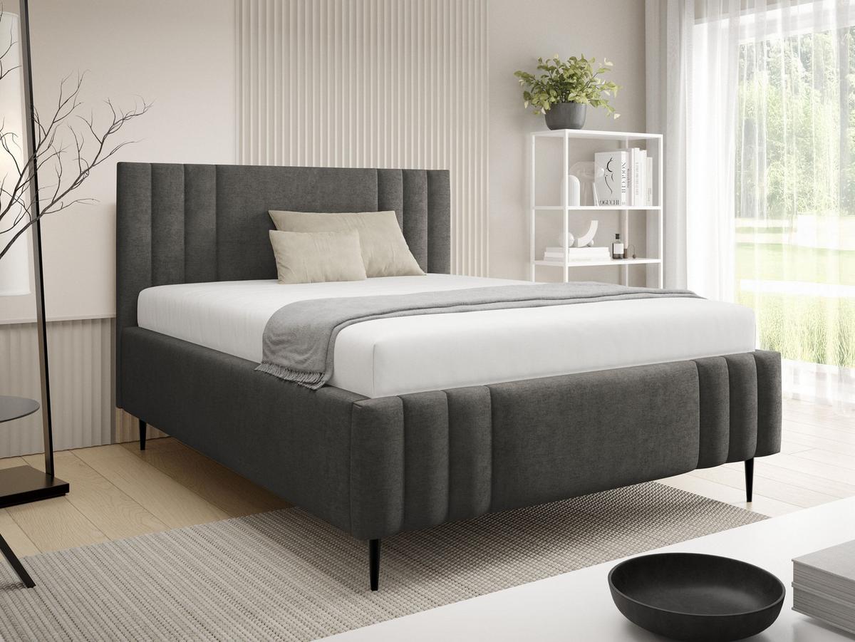 POLSTERBETT Ribo Leg - Dunkelgrau/Schwarz, Holz/Textil (140/200cm) - MIRJAN24
