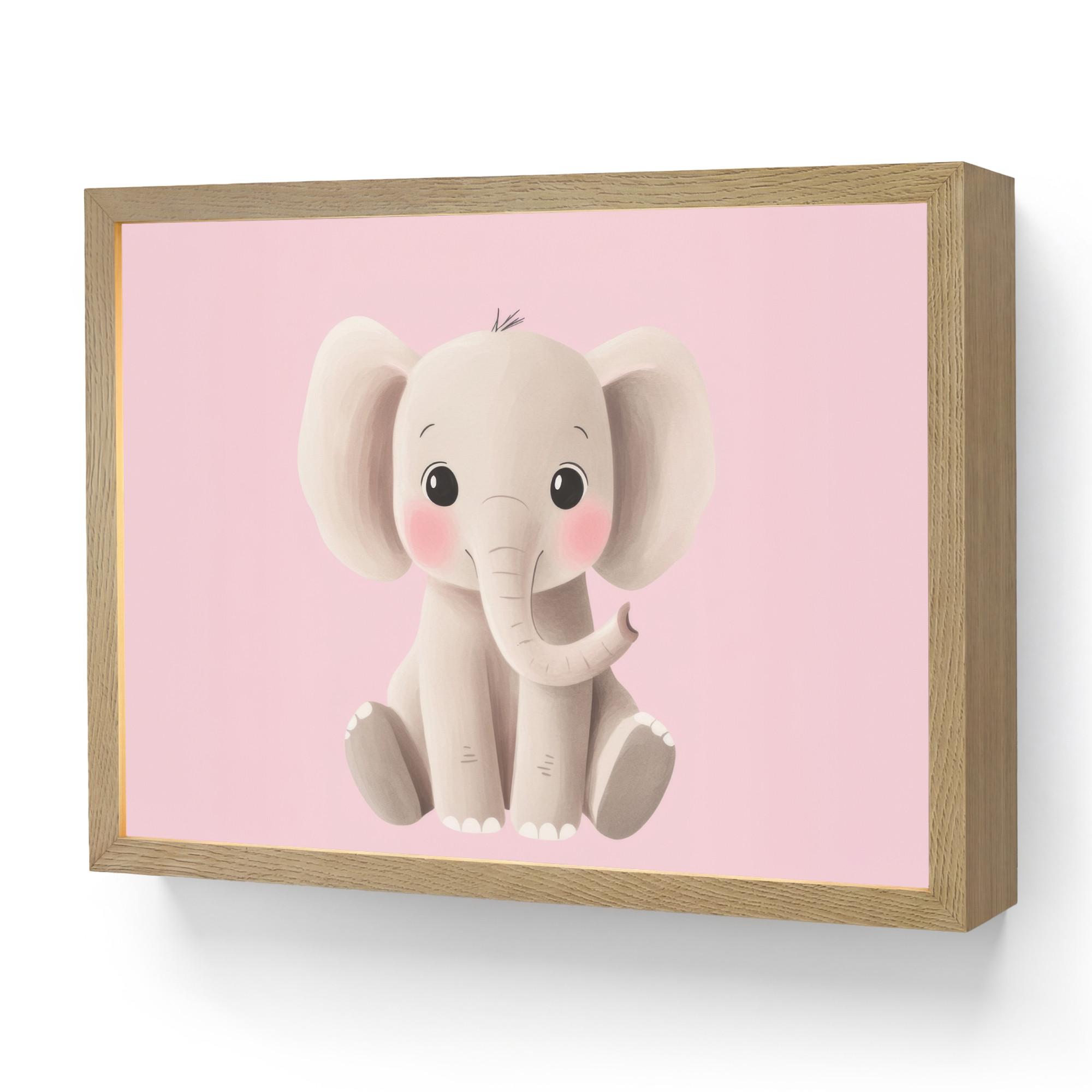 NACHTTISCHLAMPE MIT AKKU Elefant - Baby - Rosa - Cartoon 40x30 cm - Rosa, Holzwerkstoff (8/40/30cm) - OnlyWow