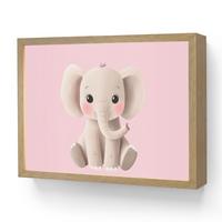 NACHTTISCHLAMPE MIT AKKU Elefant - Baby - Rosa - Cartoon 40x30 cm - Rosa, Holzwerkstoff (8/40/30cm) - OnlyWow