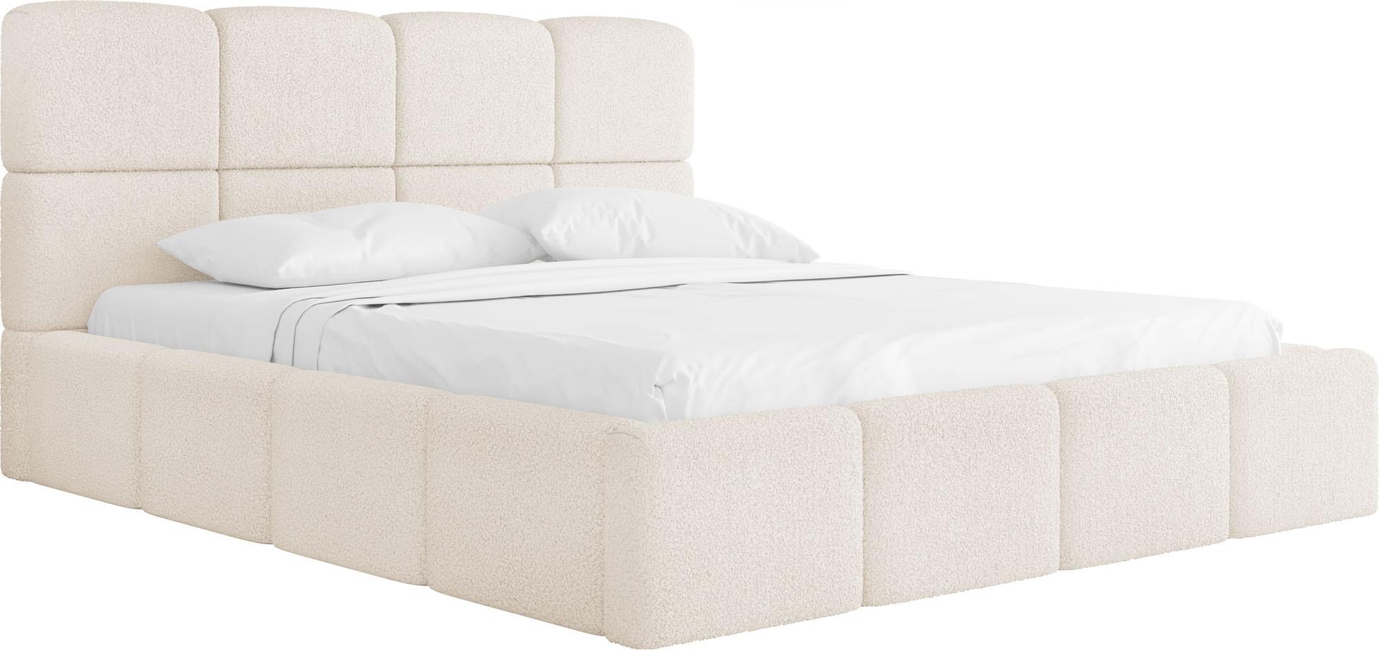 POLSTERBETT Tivio mit Bettkasten, Beige Boucle 200x200 cm - Beige/Birkefarben, Holzwerkstoff/Kunststoff (200/200cm) - WFL GROUP