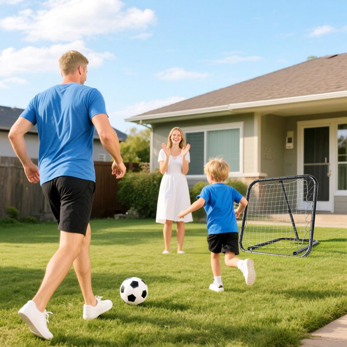 FUSSBALL Rebounder klappbar Kickback Tor Rückprallwand verstellbar Metall Schwarz - Schwarz, Metall (84/78cm) - HOMCOM