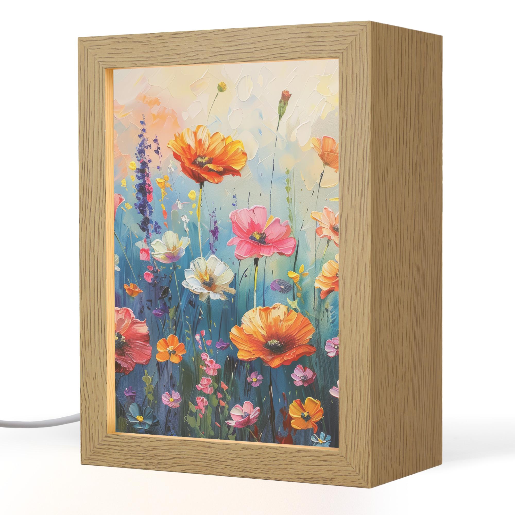 TISCHLEUCHTE Blumen - Natur - Aquarell - Kunst 15x20 cm - Altrosa, Holzwerkstoff (8/15/20cm) - OnlyWow