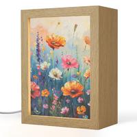 TISCHLEUCHTE Blumen - Natur - Aquarell - Kunst 15x20 cm - Altrosa, Holzwerkstoff (8/15/20cm) - OnlyWow